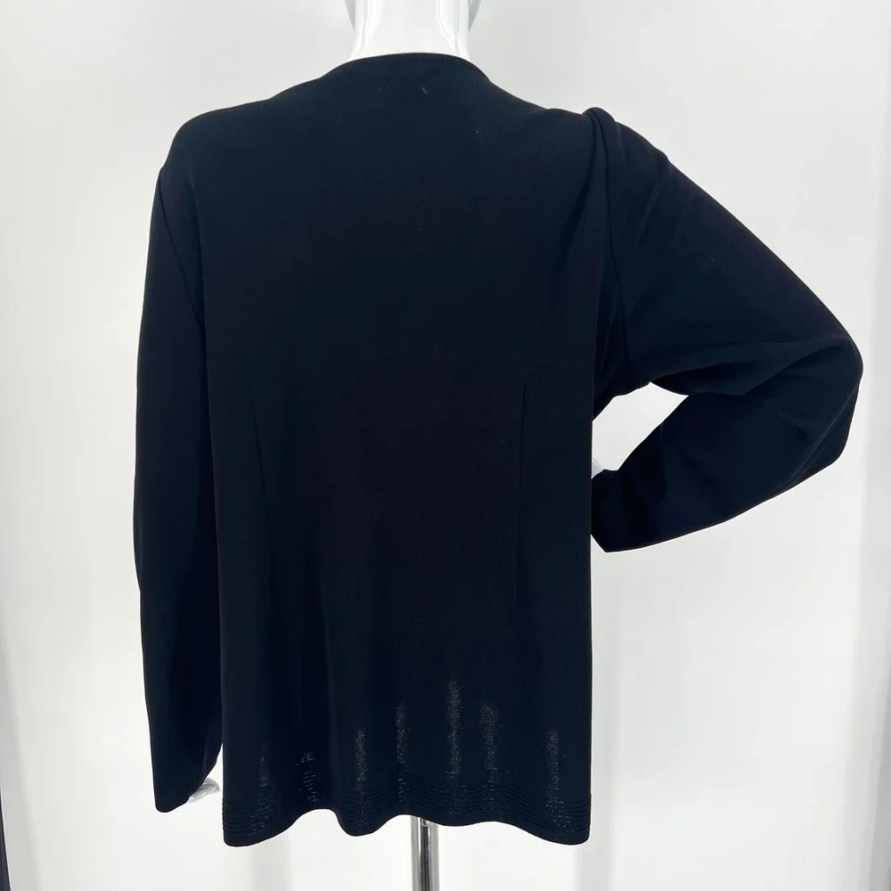 MISOOK Black Knit Cardigan Simple‎ Classic Travel Elegant Size L / XL Minimalist